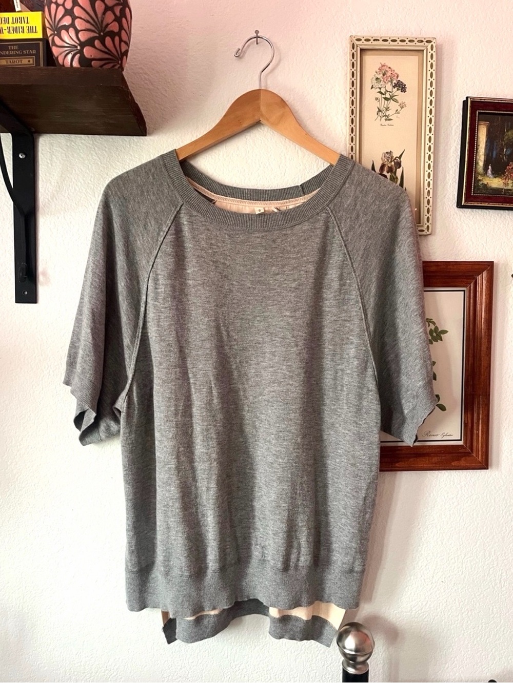 Anthropologie Moth Top Size Small East Falls Silk Cotton Tunic Gray Peach